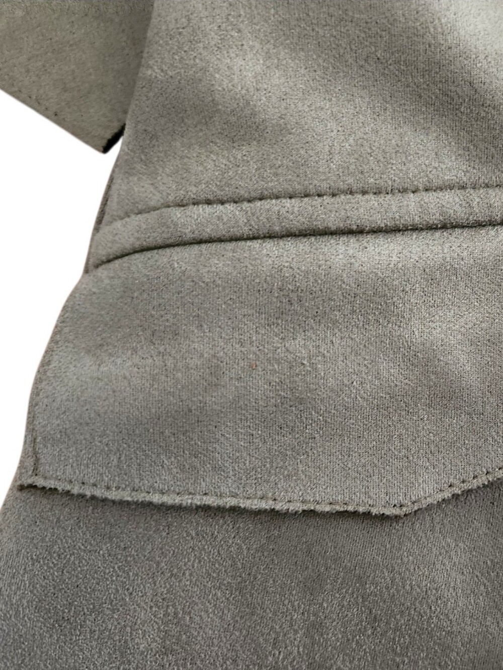 Solitaire Sage Green Faux Suede Belted Blazer Jacket Puff Sleeve Button Front LG - Picture 7 of 16